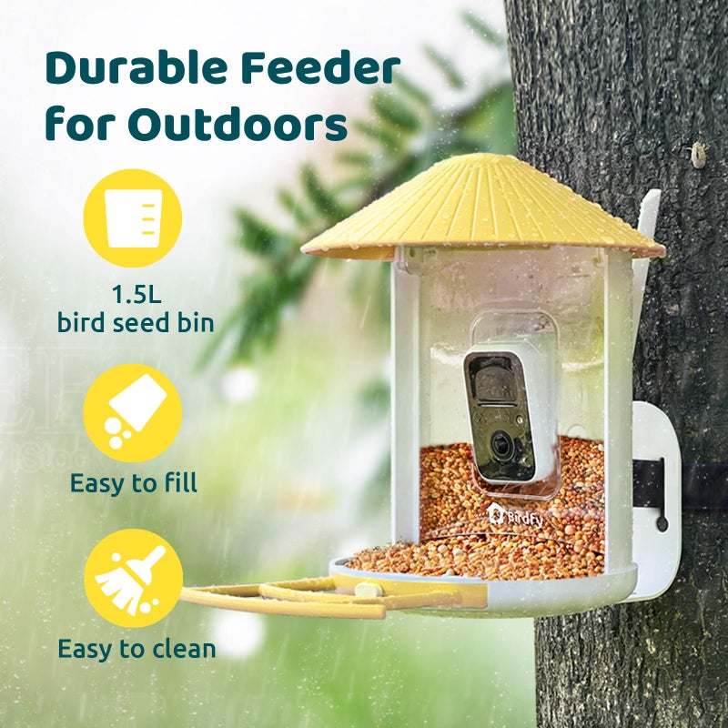 NETVUE by Birdfy AI Smart Bird Feeder with Camera  AI Auto Capture Each Bird Come & Identify 6000+ Bird Species  Cloud Store Bird Videos & Birdwatching On Live  Ideal Gift (Yellow) - Image 5